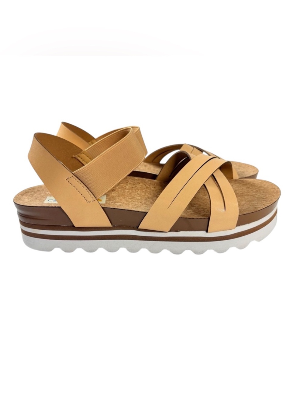 C&C California Platform Cork Sandals Tan Strappy Comfort Sandals Sz10
